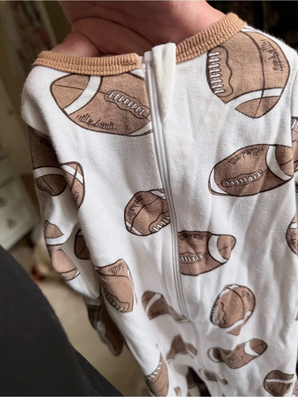 Free Add on With Purchase (small stains)  Football-Print Onesie